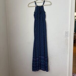 Old‎ Navy Maxi Dress Halter Floral Print Sleeveless Casual Sundress XS